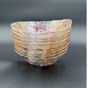 Mikasa Chablis Grape Leaf Oval Blown Glass Dessert Bowl Set Of 8